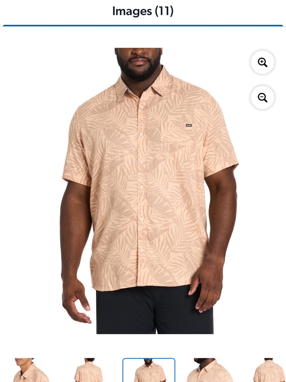 Hurley Peach Short-Sleeve Leaf Print Button-Down Shirt - Picture 4 of 7